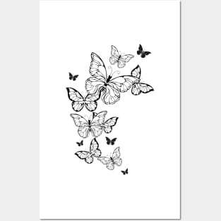 Flying Contour Butterflies Posters and Art